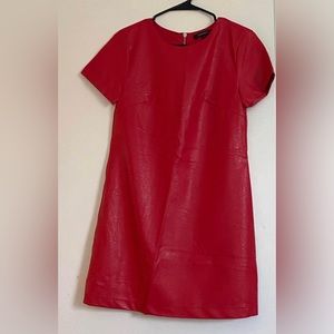 Red Faux leather mini dress SMALL